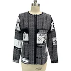 Jacket Women Casual Letter Zip Up Jacket Newspaper Jacquard Outwear Tops