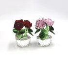Rose Customized Luxury Quality Mini Craft Crystal Rose Flower With Crystal Base For Gift Giving
