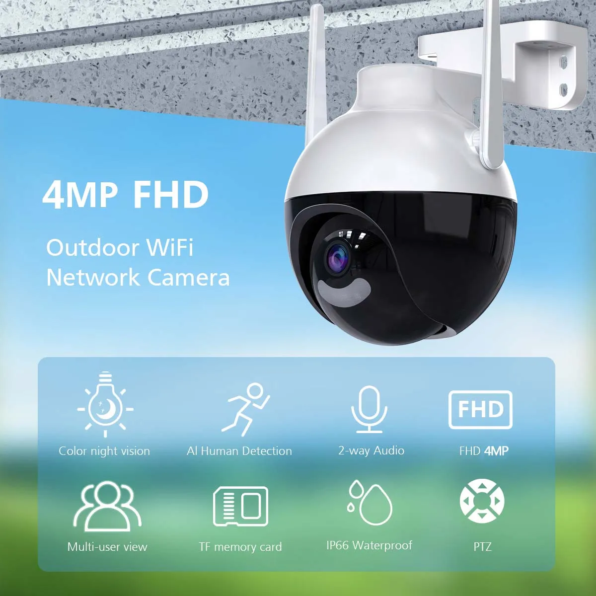 High Quality New Products Outdoor 4MP Ptz Camera 180 Degree Wide Angle Ip Camera Auto Tracking Outdoor Ptz Camera