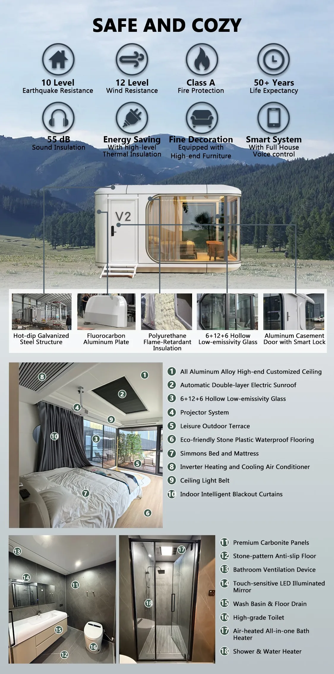 Commercial Luxury Space Capsule House Tiny Prefab Container for Bedroom Office Building Villa Made of Steel supplier