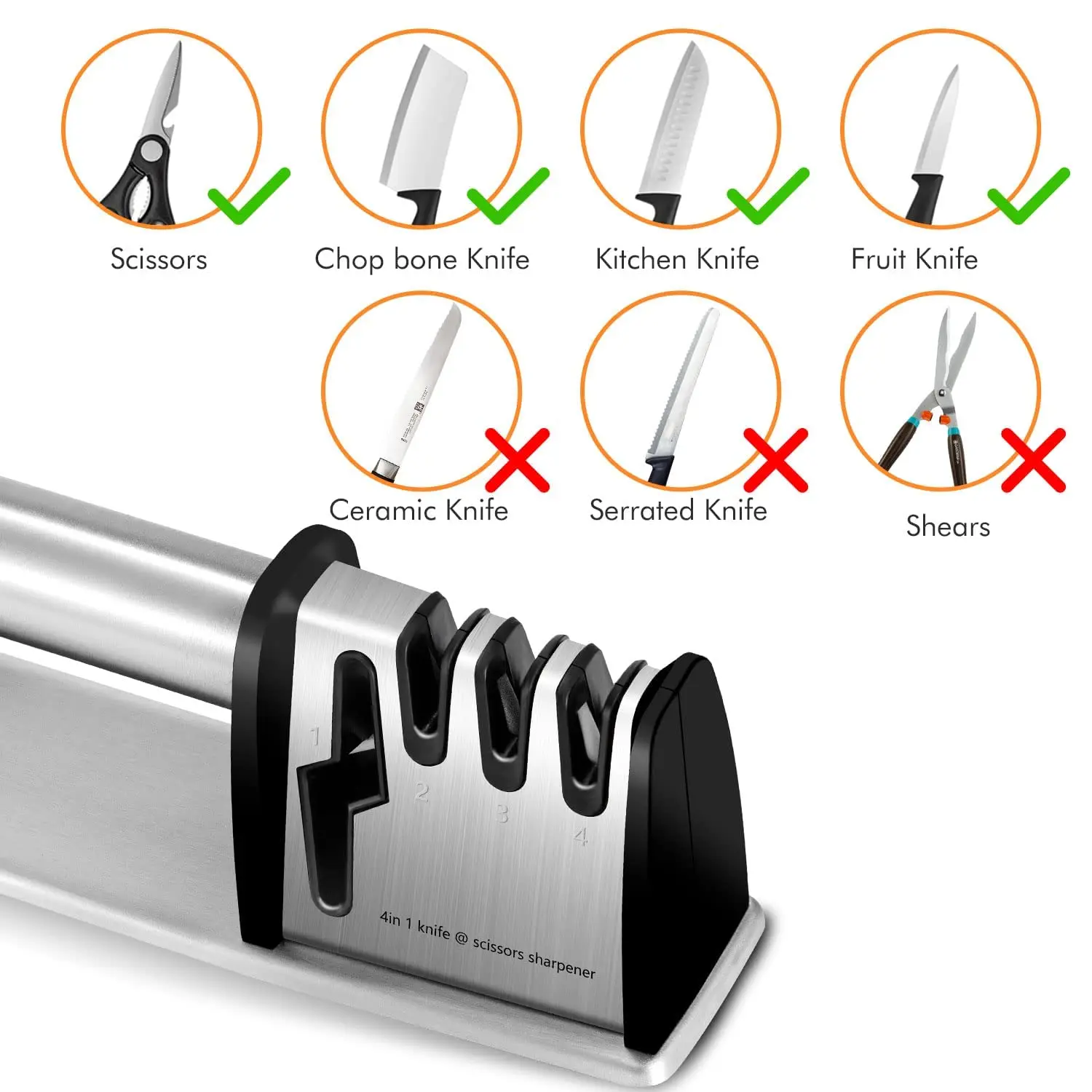 4-in-1 Kitchen Knife Accessories 3-Stage Knife Sharpener Helps Repair Restore  Polish Blades professional knife sharpener