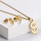 Necklace Vintage Stainless Steel Necklace Set For Women Man Dollar Pendant Necklace Engagement Jewelry Set