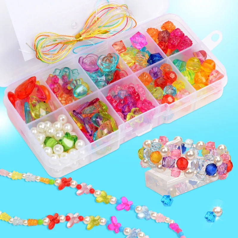 Children's Beads Toy Set Girl Diy Handmade Beads Necklace Acrylic Beads Bracelet Making Kit