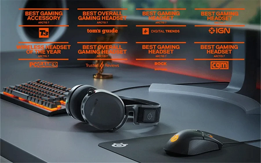 SteelSeries 100% Original Brand New Arctis 7 Gaming Headset High DTSXv2.0 7.1 Wireless Game Headset Headphone Wear Belt Wheat