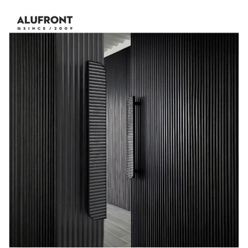 ALUFRONT 100 Series Modern Design America Trend Choose Black Color Fixed Sidelite Aluminium Entry Pivot Door for Villa
