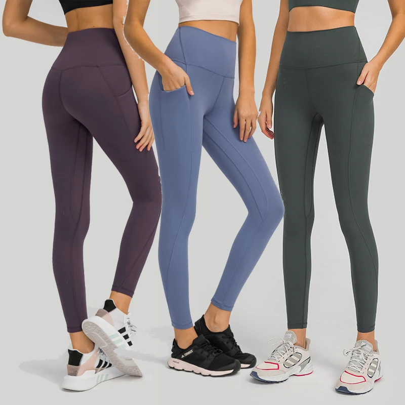 High Waist Comfortable Tummy Control Leggings Naked Butter Feeling Compression Athletic Pants Womens Gym Leggings With Pockets