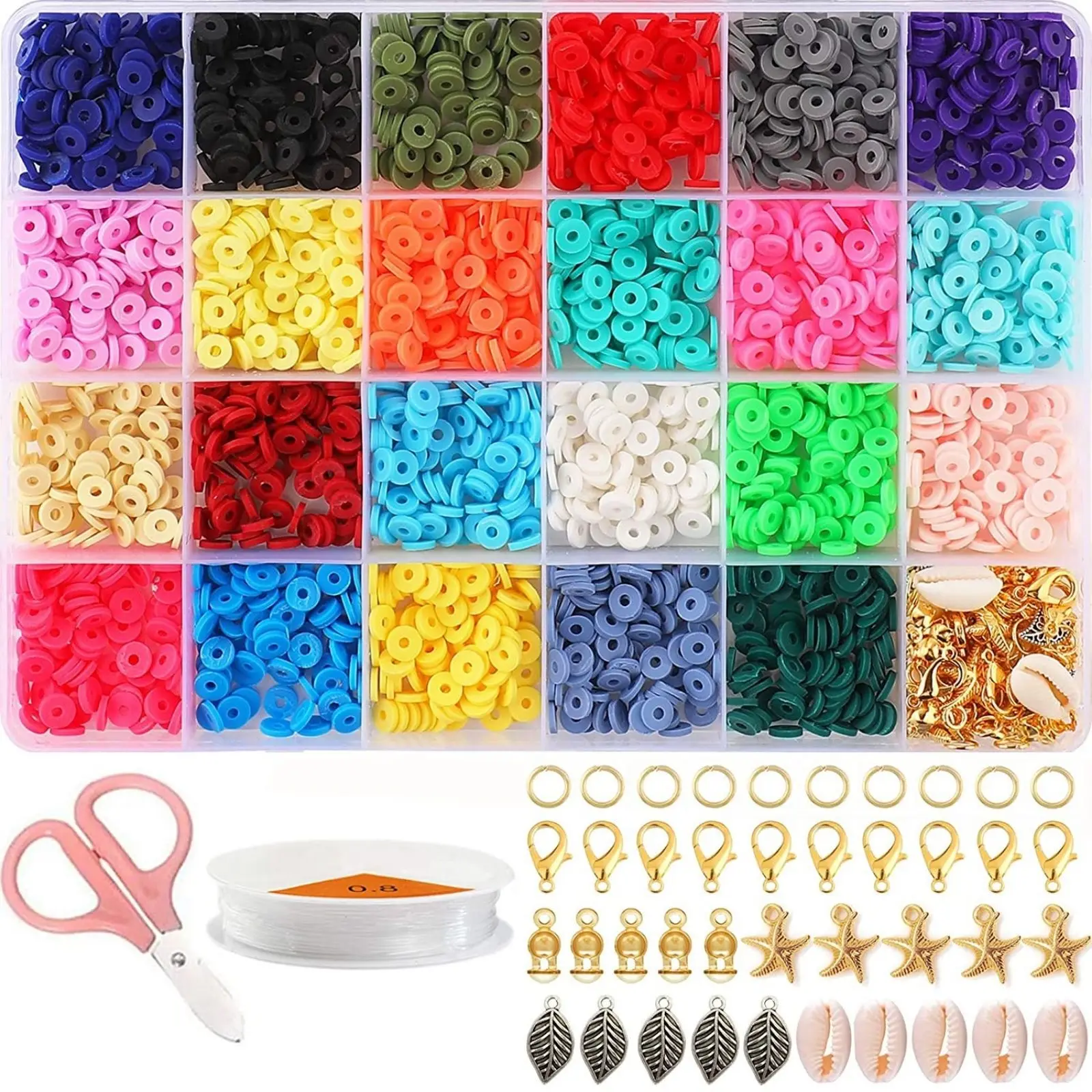 Flat Round Spacer Polymer Clay DIY Beads Set for Jewelry Making Bracelets Necklace DIY Clay Beads Kit