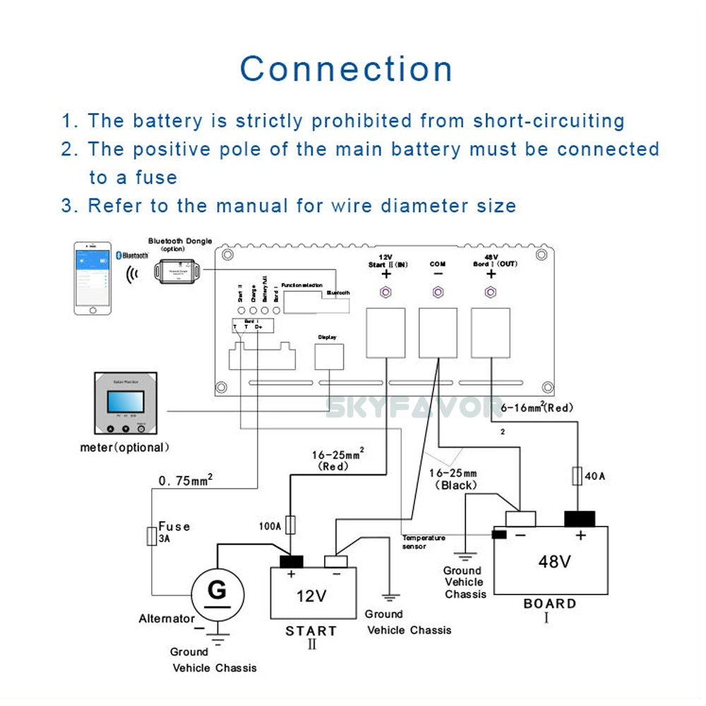 Multi function battery to battery charger 12V to 48V 16A automatic Flooded Gel AGM and Lithium ion lifepo4 DC DC battery charger