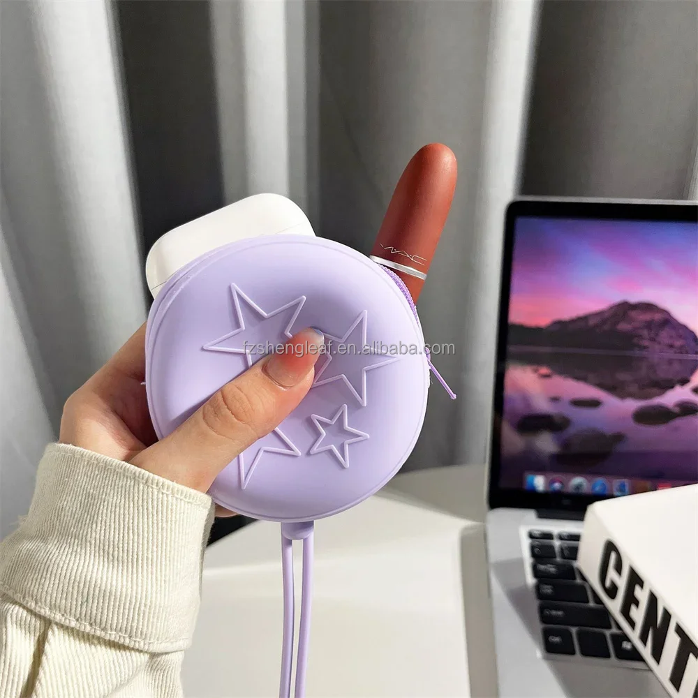 product customized mini pvc coin and earphone pouch unique kawaii silicone key purse wallet for ladies kids women with zipper closure-4
