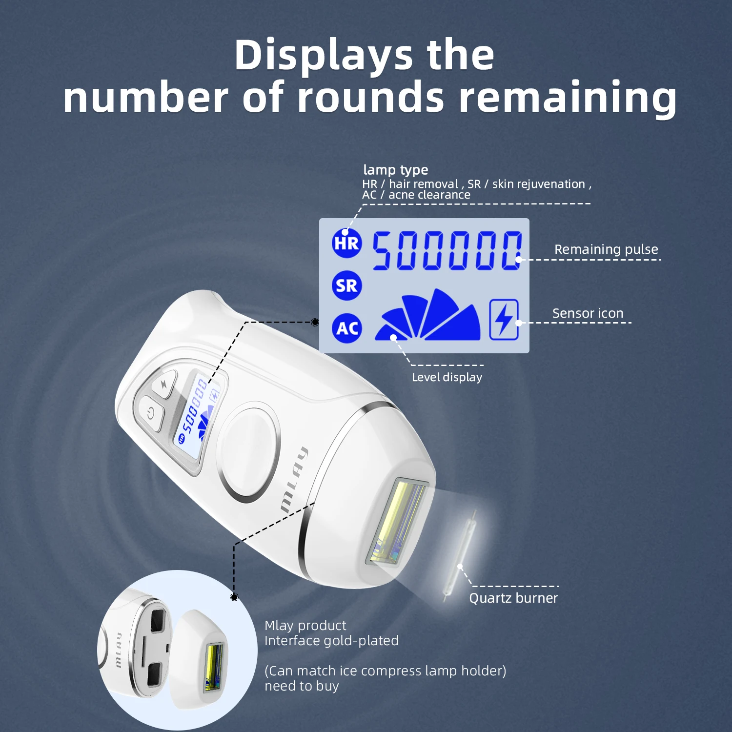 MLAY T7 Painless Facial Mobile Phone IPL Hair Removal Device for Skin Rejuvenation and Hair Removal in Bikini Armpit Area