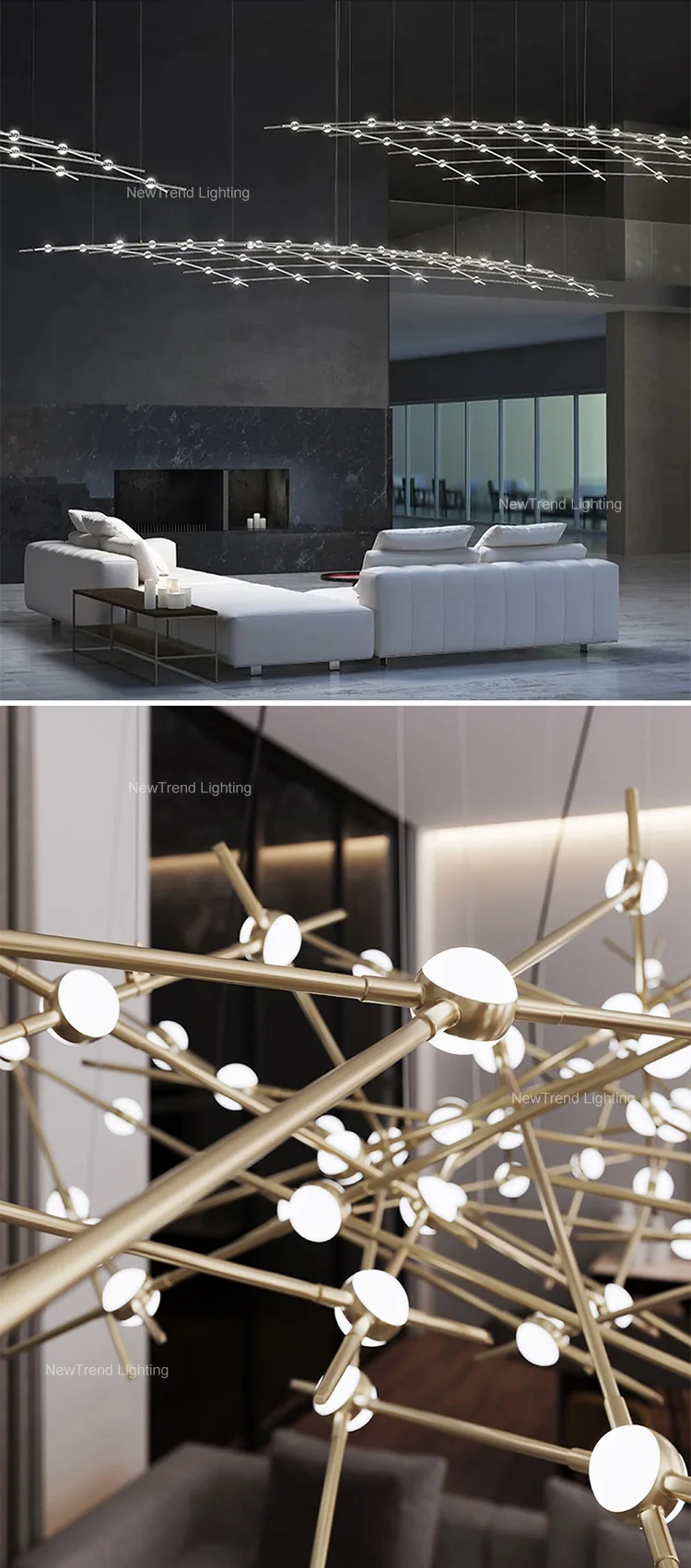 CPL-186 New Product Indoor Decoration Hotel Villa Staircase Metal Acrylic Modern LED Chandelier factory