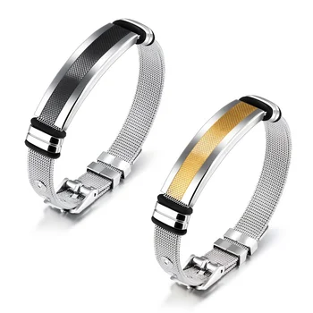 New Fashion Classic Wholesale Silver Mesh Stainless Steel Bangle Men Bracelet