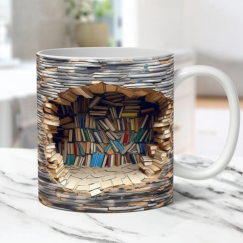 3D Bookshelf Mug Coffee Mugs Creative Space Design Multi-Purpose Ceramic  Creative Ceramic Coffee Mugs