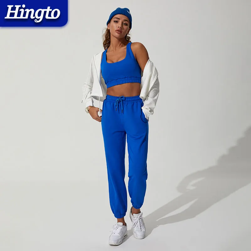 OEM gym fitness running activewear high supports sports bra and sweatpants sets workout clothes for women fitness sportswear
