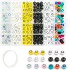 Beads Round Hot Selling 300 Pcs Smiley Face Beads Acrylic Flat Round Charms For Jewelry Making