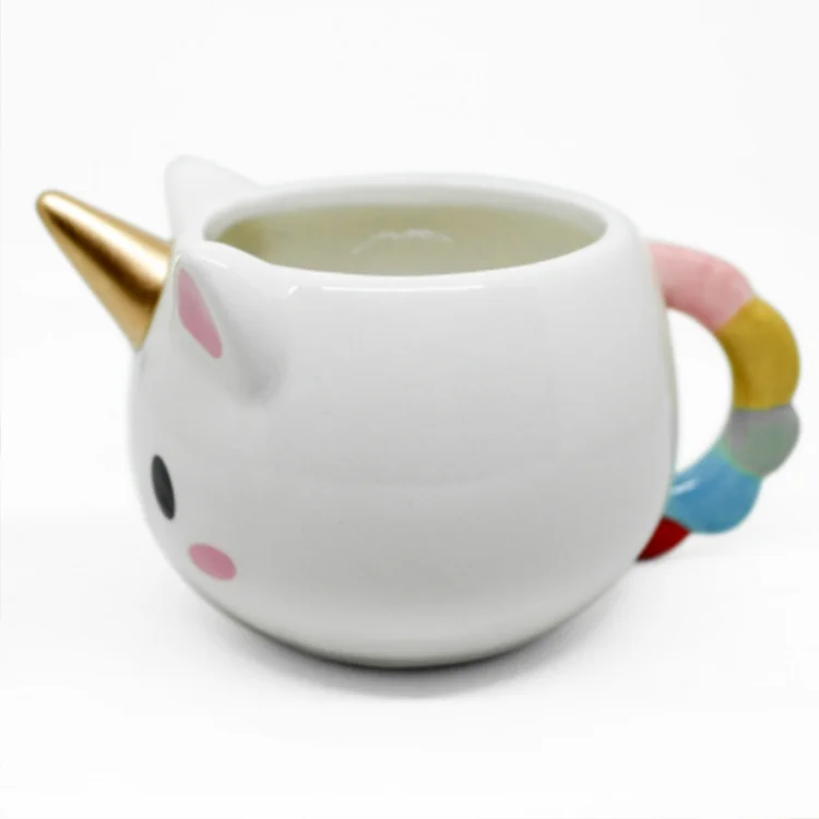 2023 Wholesale Promotional Fashionable Cuteness 3D Unicorn Coffee 300ml Ceramic Mugs