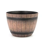 Wood Plant Indoor Outdoor Plastic Small Imitate Wood Barrel Flower Plant Pot