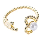 S925 Ring S925 Sterling Silver Jewelry Open Adjustable Designs Chain Twist Pearl Ring For Women