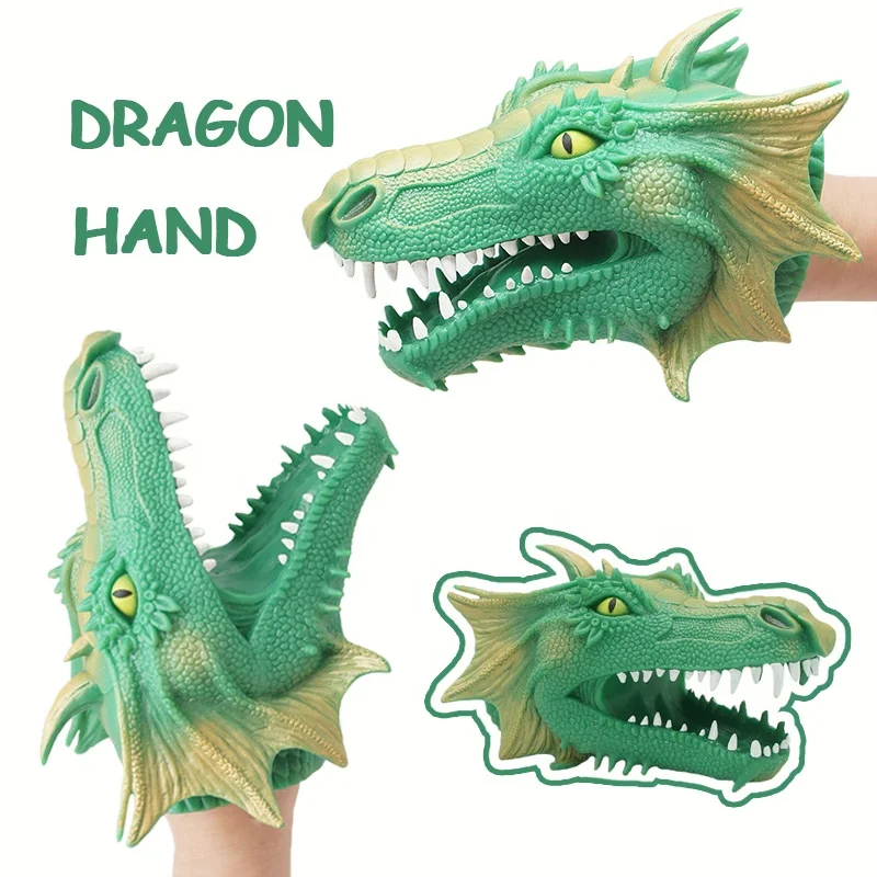 Black Latex Dragon Hand Puppet for Kids 