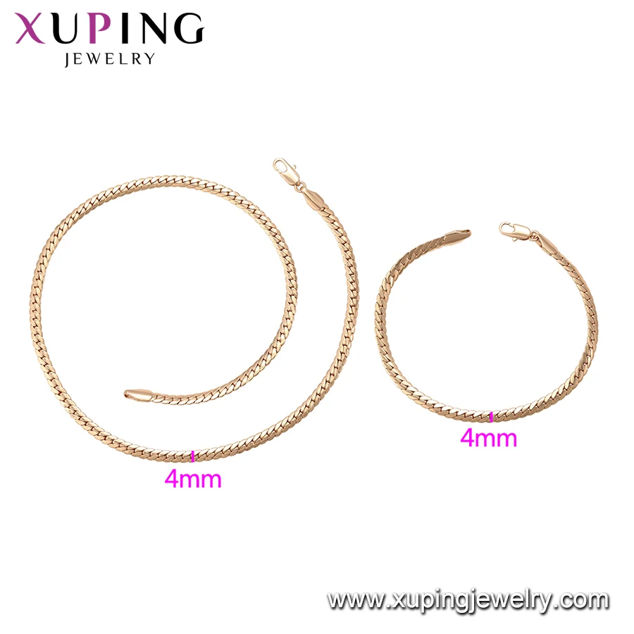 65560 xuping popular set 2019 new arrival 18k gold plated girl'snecklace and bracelet jewelry sets