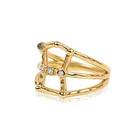 Topaz Milskye Other-worldly Shape Orion Embedded With White Topaz Stones Rainbow Moonstone Geometric Ring