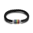 Leather Bracelet Factory Manufacturer Supply PU Leather Rainbow Magnetic Clasp Magnetic Bracelet