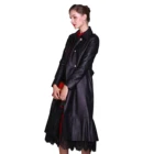 Ladies Hot Sale Ladies Fashion Long Leather Double-breasted Vintage Lapel Trench Coat