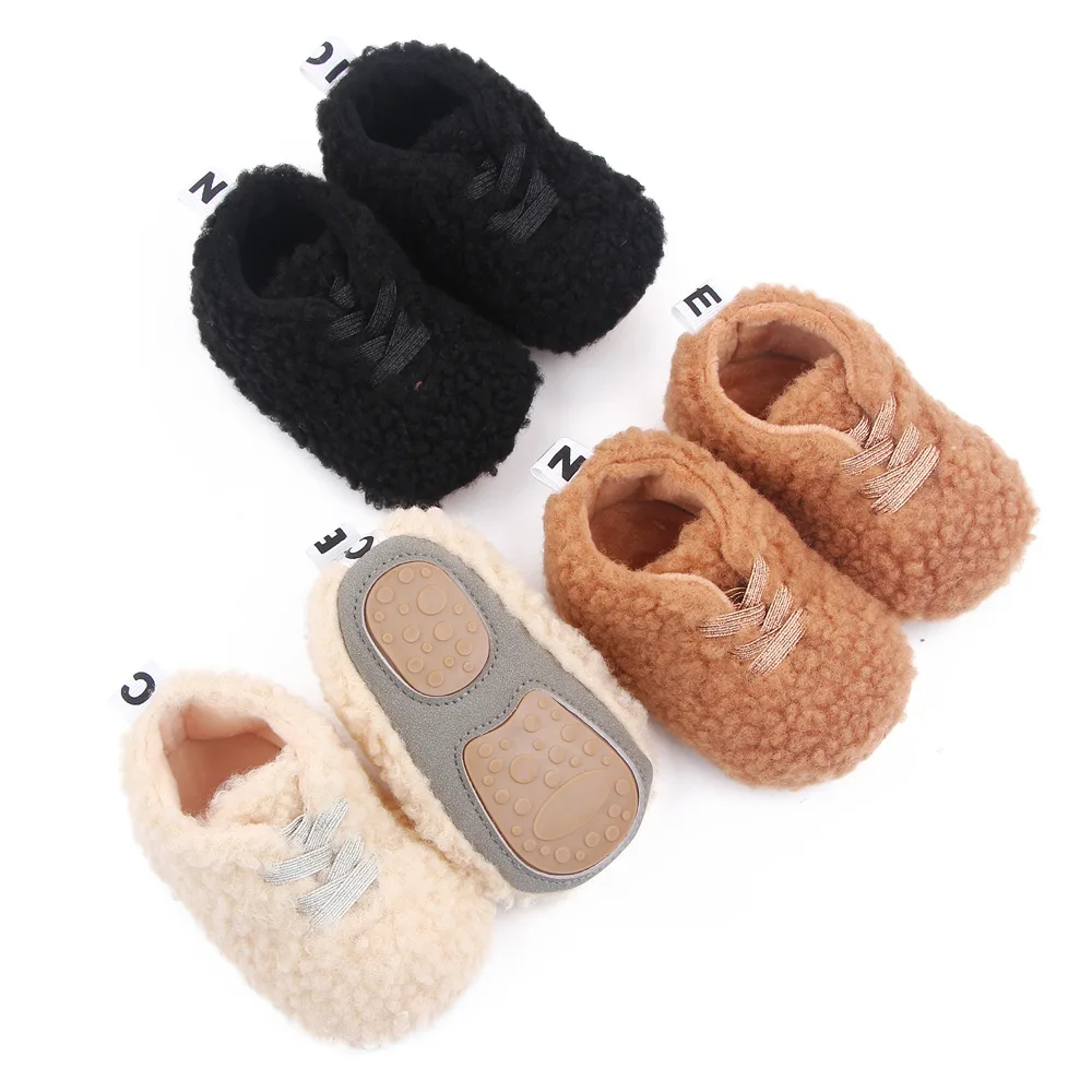 Baby Infant Toddler Girls Non Slip Rubber Soft Sole Plush Bow Slip on Mary Jane Dress Shoes Princes Shoes Gift manufacture