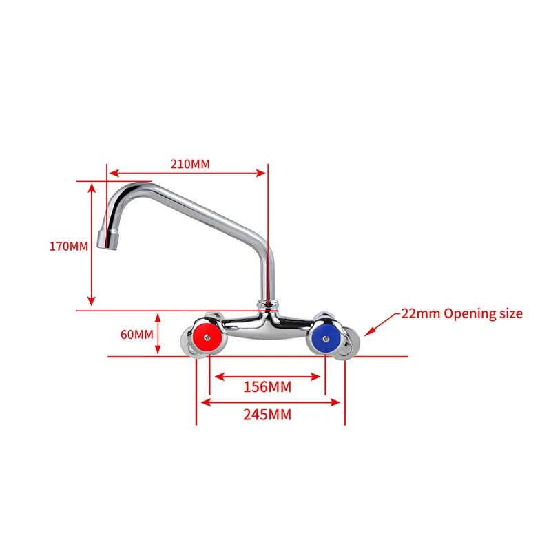 Modern Wall Mounted Kitchen Faucet Dual Switching Handle & Flexible Spout Brass Material Valve Core Basin Faucets factory