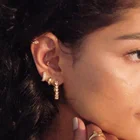 Huggie Hoops Hoop Earrings Hoop Multi Crystal Gold Huggie 925 Silver Thick Hoops Hypoallergenic Earrings