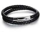 Real Leather Bracelets Real Genuine Braided Leather Bracelets With Stainless Steel Clasp