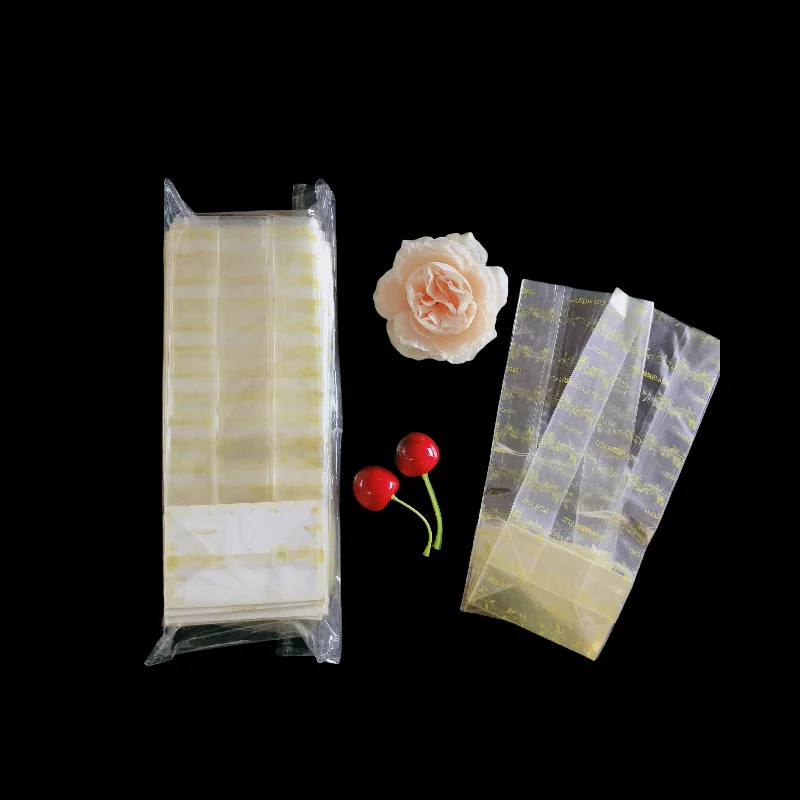 Customized Design OPP Cellophane Paper Card Square Bottom Plastic Bag Candy Biscuit Food Packaging Bag With Side Gusset