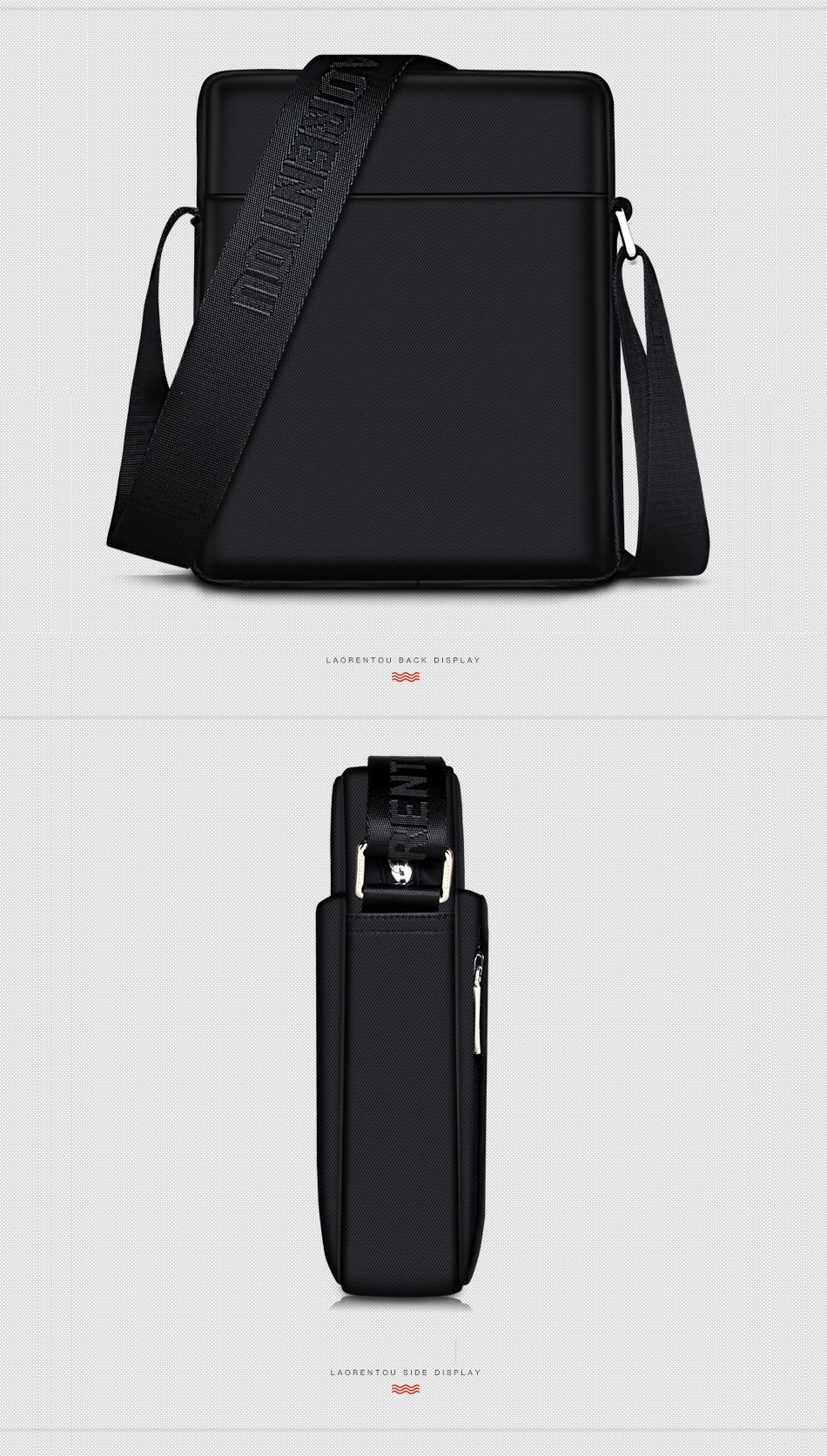 Laorentou Men Shoulder Bag Fabric Microfiber High Quality Business