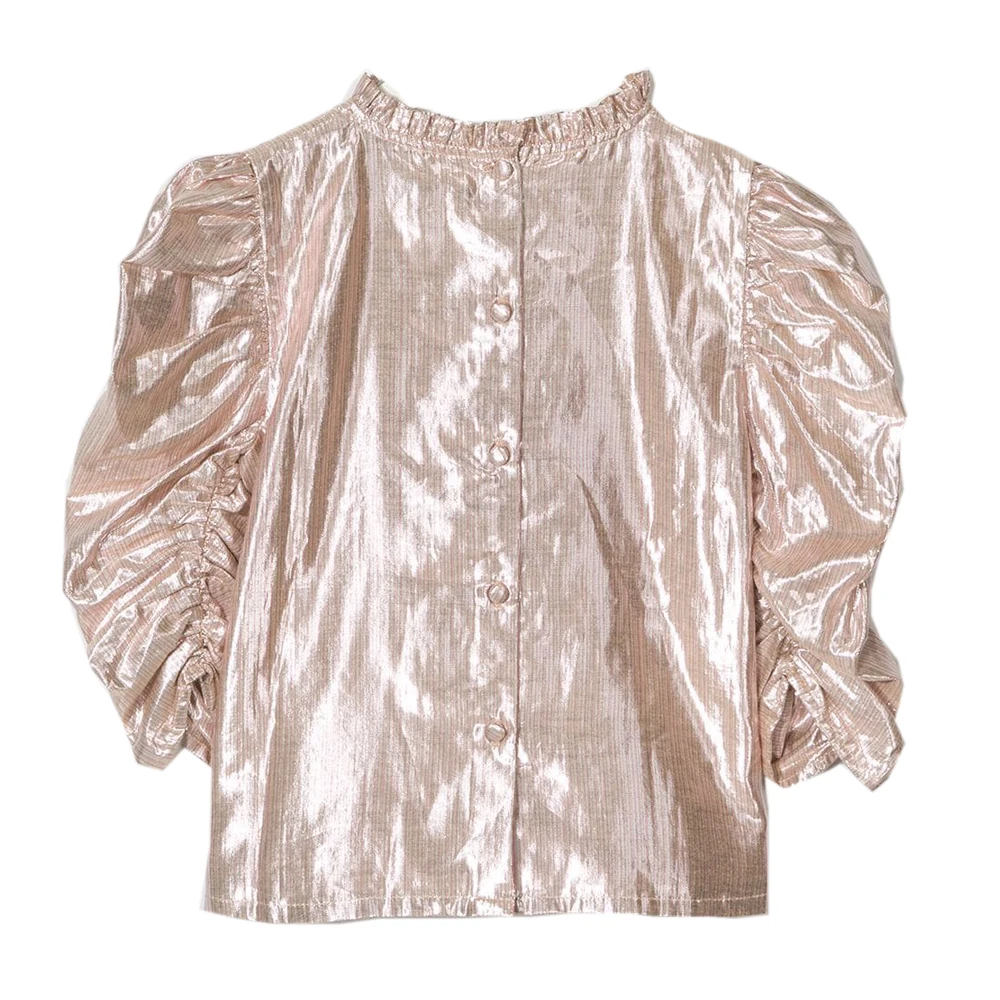 kids clothing 2019 frills collar shiny fashion shirt girls blouse