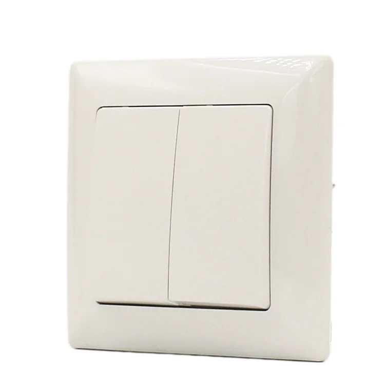 Euro Standard Light Switch 2 Gang 1 Way Wall Switch With Ceramic 