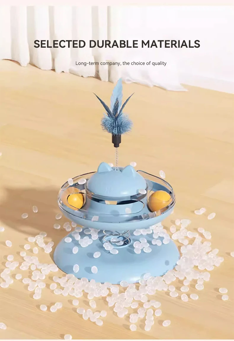 New 3in1 Cat Turntable Toy With Feather Ball Cat Leakage Food Toy Turntable Interactive Teasing Cat Toys Pet Products supplier