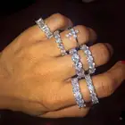 Cz Eternity Band Silver Color Zirconia Charming Rings Women Clear 5mm Round Cut CZ Eternity Band Wedding Ring