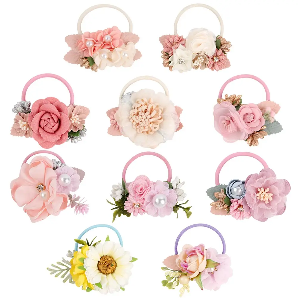 New Designer Elastic Hair Bands Soft Sweet Princess Hair Ring Rope Ponytail  Holders Floral Hair Ties Bobbles For Girls - Buy Flower Hair Tie For Girls,Elastic  Hair Band,Hair Accessories For Baby Girls