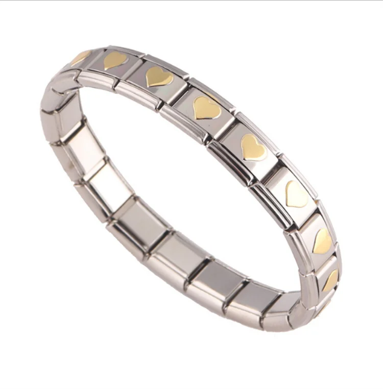 Italian Link Stainless Steel Modular Bracelets 18pcs Links Italian