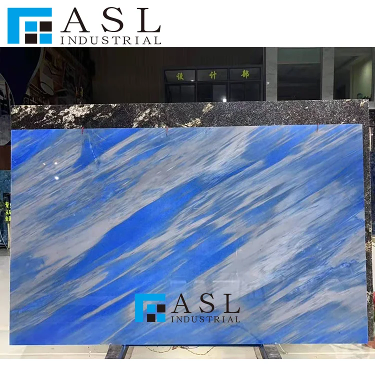 Factory Direct Blue Marble Lobby Floor Blue Marine Background Wall Special Fashion Blue