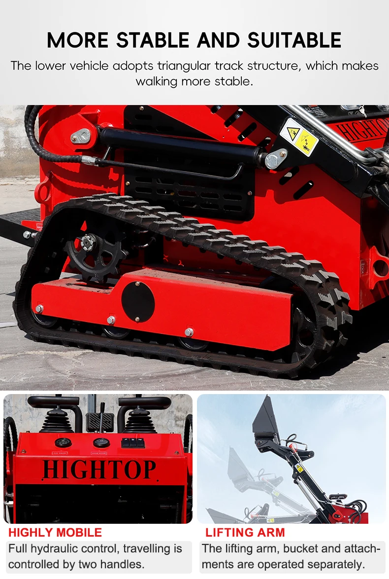 product ht380t 23hp mini triangle track skid steer loader pilot control diesel gasoline engine epa euro v approved-7