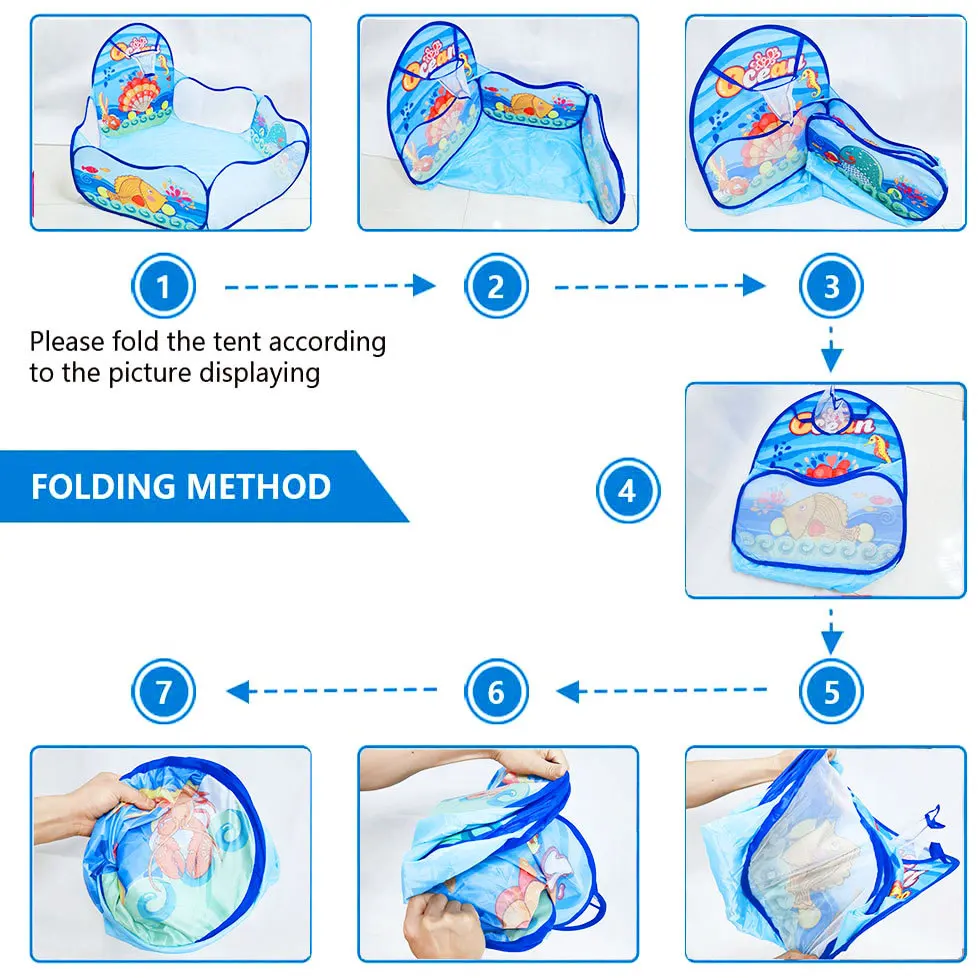 product wholesale foldable tent kid castle blue play tent toys ball pool for children-6