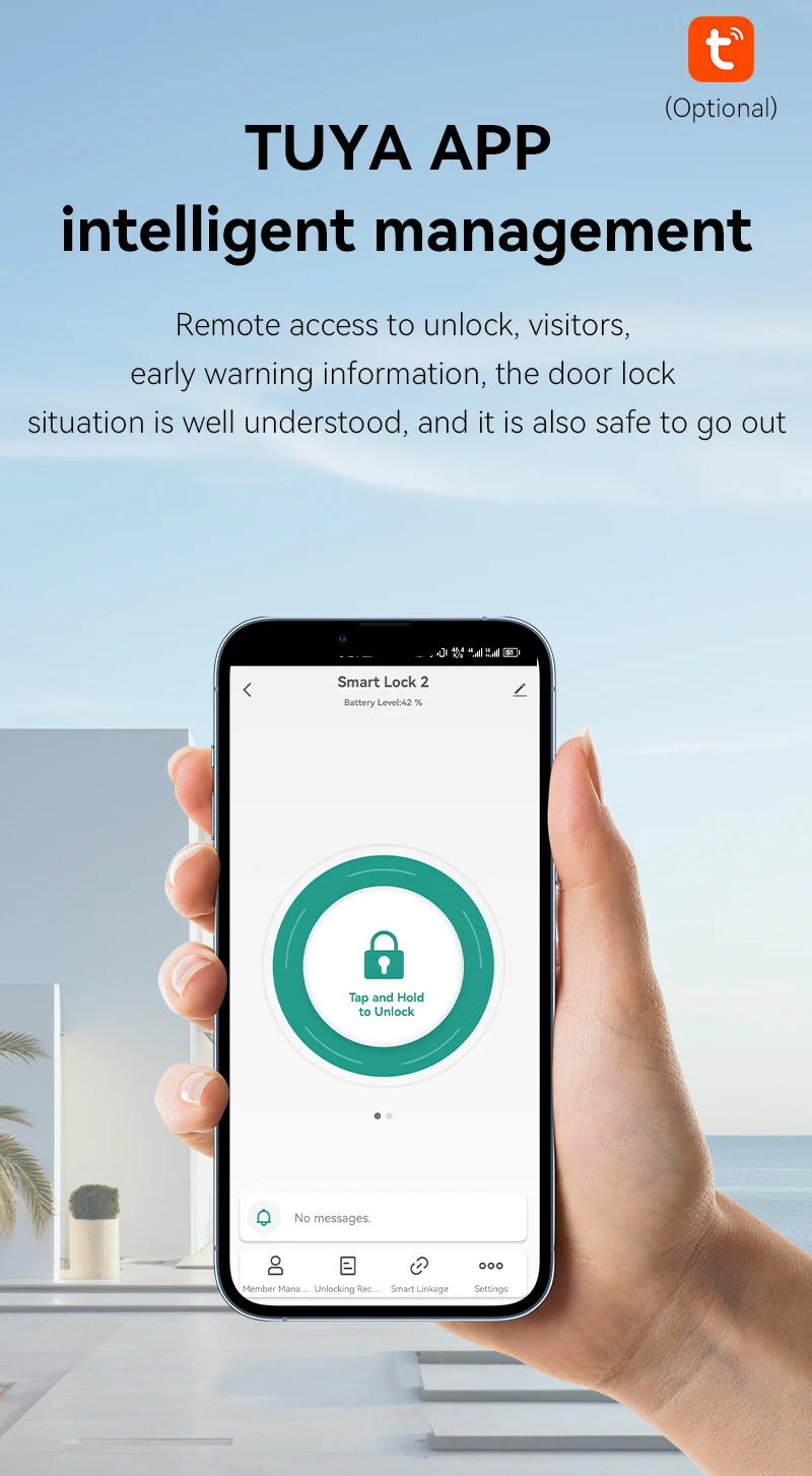Qleung New Design S960 Waterproof Front Panel Smart Lock Tuya Wifi TTlock Digital Fingerprint Card Code Door Lock 3