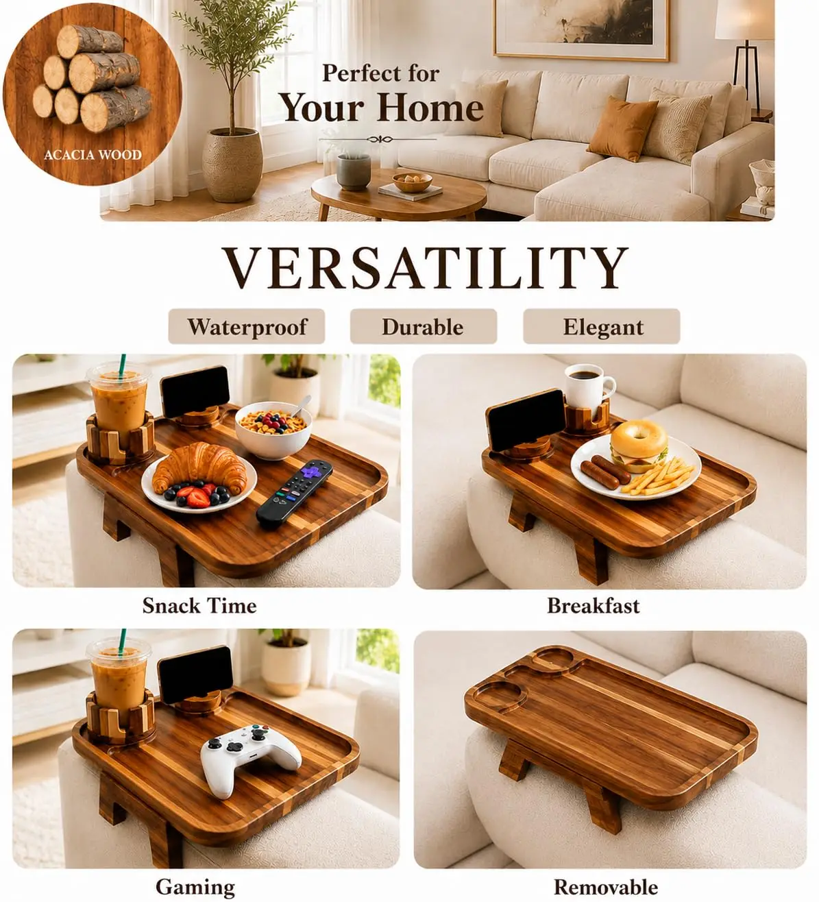 product acacia wood couch arm tray sofa armrest table with cup holder phone holder sofa side organizer for home living room-6