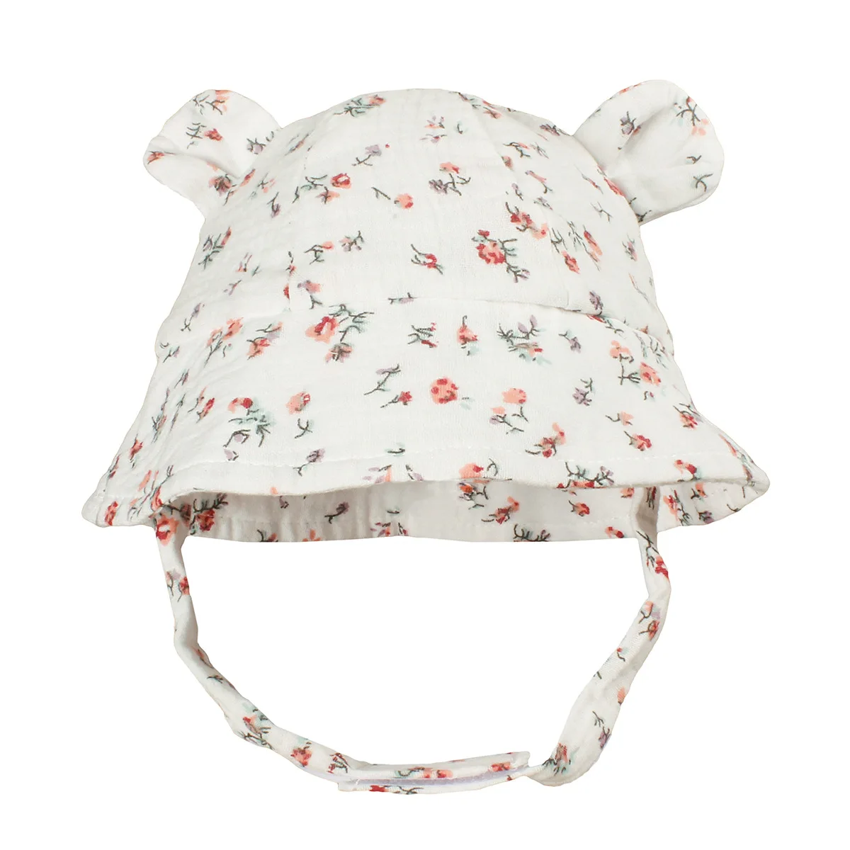 Kids Baby Breathable Sun Protection Bear Ear Breathable Muslin 100% Cotton Kids Toddler Fisherman Bucket Hats