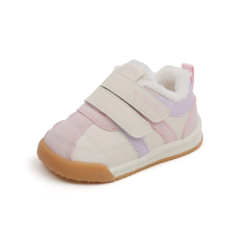 Newest Winter Walking Kids Shoes Soft Rubber Soled Sneakers Plush Fleece Toddler Baby Shoes details