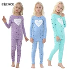 Letter Heart Print Tee And Pants Kids Pyjamas 100% Cotton Custom Girls Lounge Set