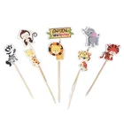 Party Cartoon Zoo Theme Party Cake Decoration For Kids Birthday Party Eco-friendly Animal Paper Cake Topper