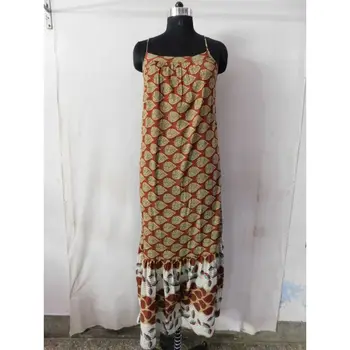 designer summer wear casual long dress vintage silk sari long party wear evening gown