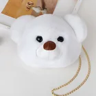 Handbag Shoulder Bag Cartoon Faux Fur Teddy Bear Head Handbag Cute Toy Bag For Girl Kid